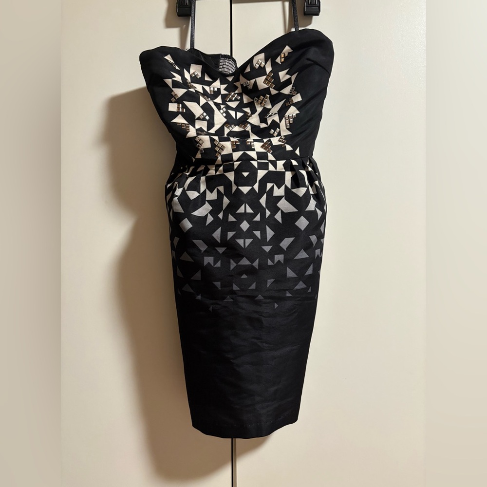 Silence + Noise Strapless Black and White Dress